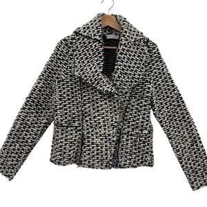 Lola and Sophie Blazer Black White Medium Viscose‎ Boucle Career Wear
